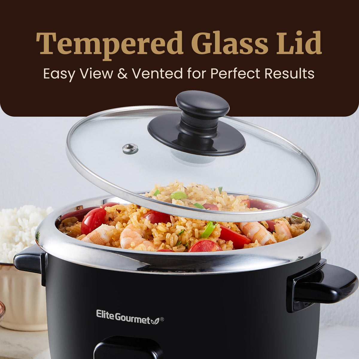 ERC006SS 6-Cup Electric Rice Cooker with  Steel Inner Pot, Makes Soups, Stews, Porridges, Grains and Cereals, 6 cup (3 cups uncooked), Black