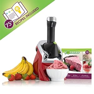 988RD Deluxe Vegan, Dairy-Frozen Fruit Soft Serve Maker, Includes 75 Recipes, 200 W, Red