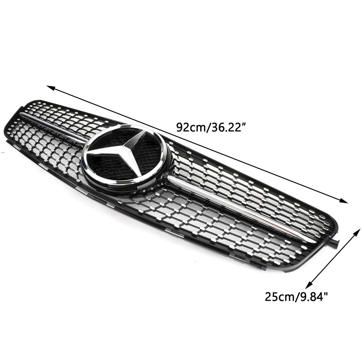2008-2014 Benz W204 C200 C300 Diamond Black Chrome Front Grille Grill Generic