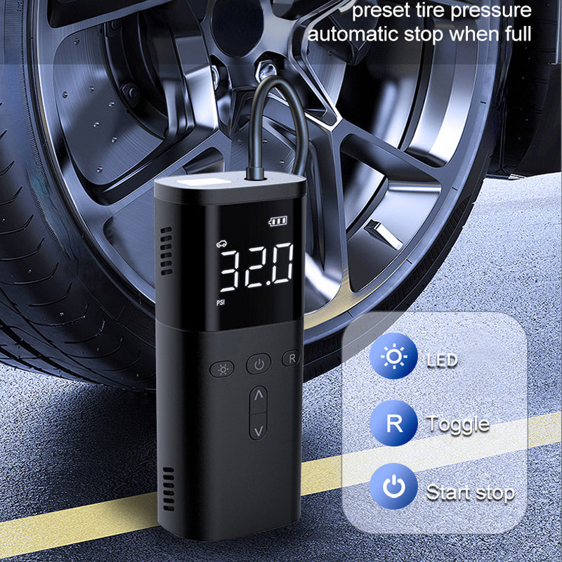 Rechargeable Wireless Air Compressor: Inflate Your Car Tires Anywhere With LED Lamp & Power Bank Function!