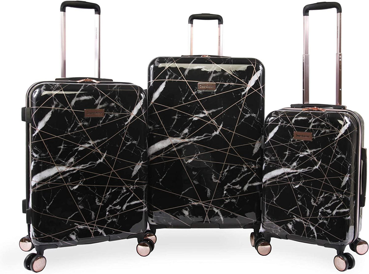 Women's Vivian 3 Piece Hardside Spinner Luggage Set, Black Marble Web, One Size