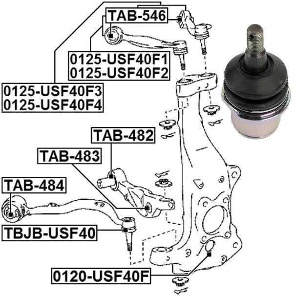 2007-2016 Lexus LS460 2WD RWD 43201-59045 Front Lower Knuckle Spindle Ball Joint Generic
