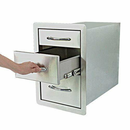 Stanbroil Outdoor Kitchen Stainless Steel Triple Access Drawer, 15”w x 21.5”h x