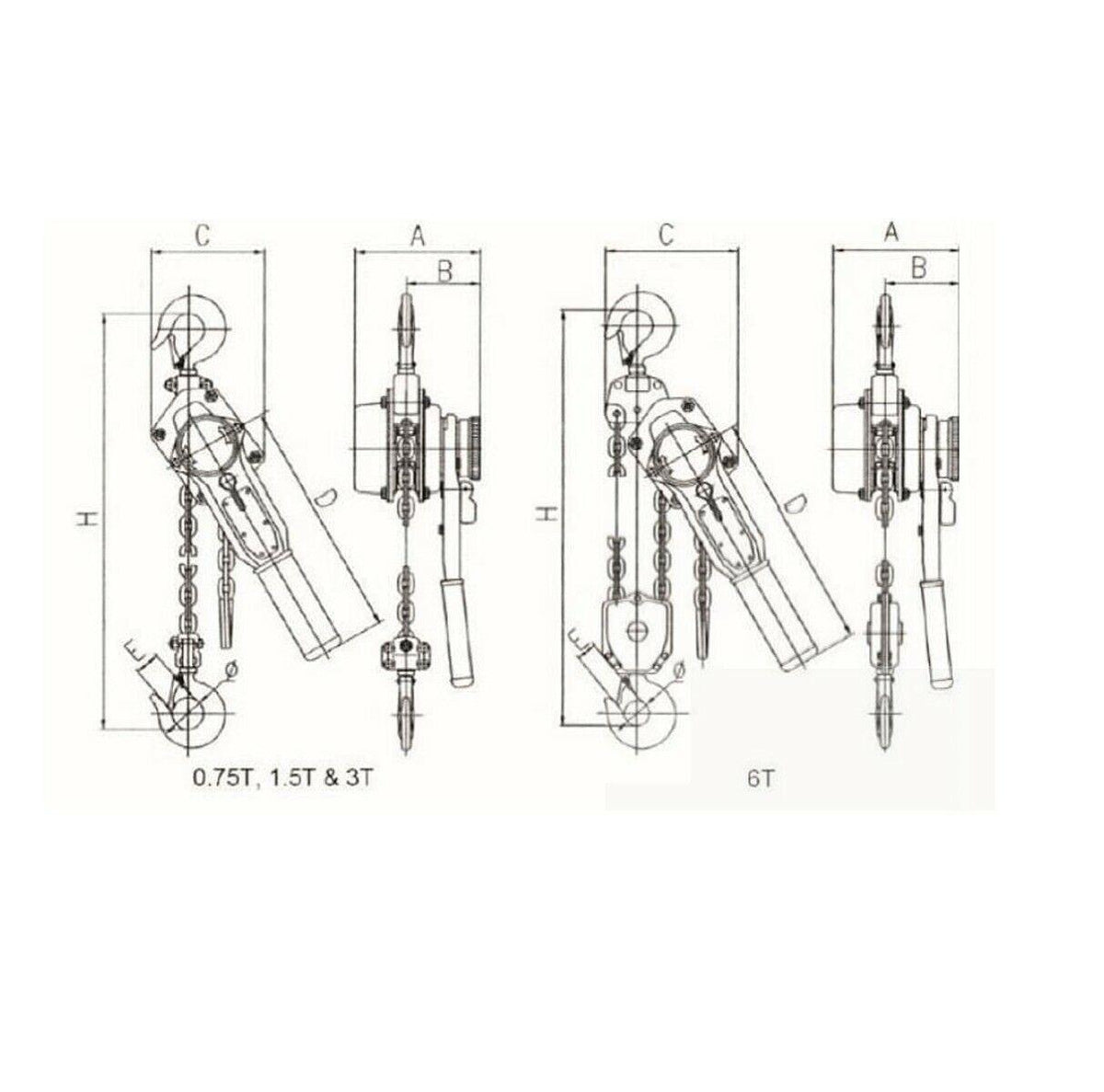 1.5 Ton 1.5Mtr Ratcheting Lever Block Chain Hoist Puller Pulley E300 S2u