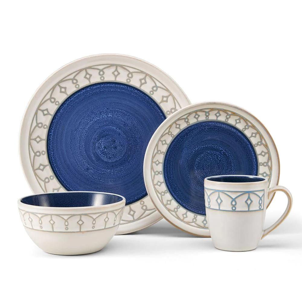 Remi Blue 16 Piece Dinnerware Set, Service for 4