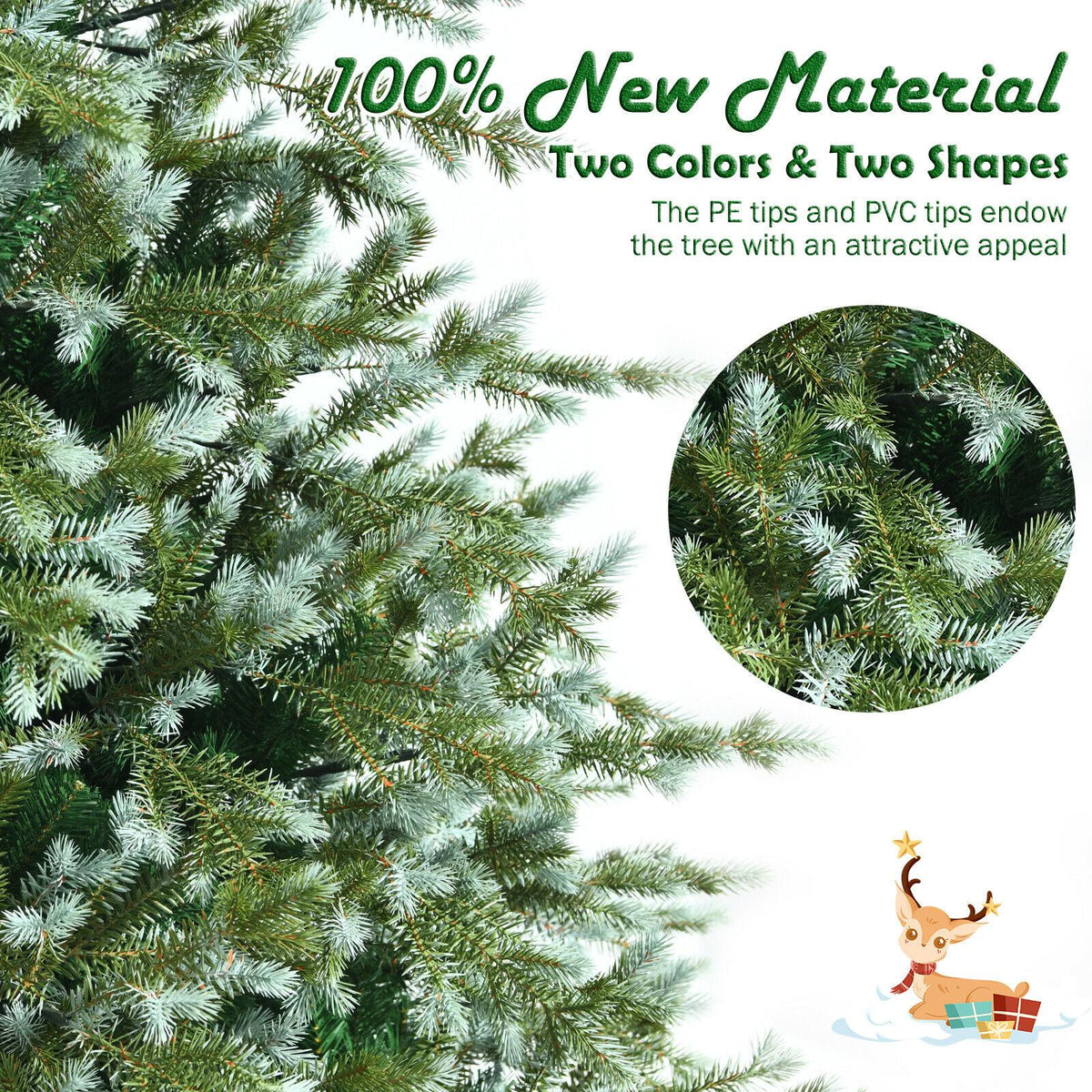 8ft Hinged Artificial Christmas Spruce Tree w/ 1658 Mixed PE &amp; PVC Tips