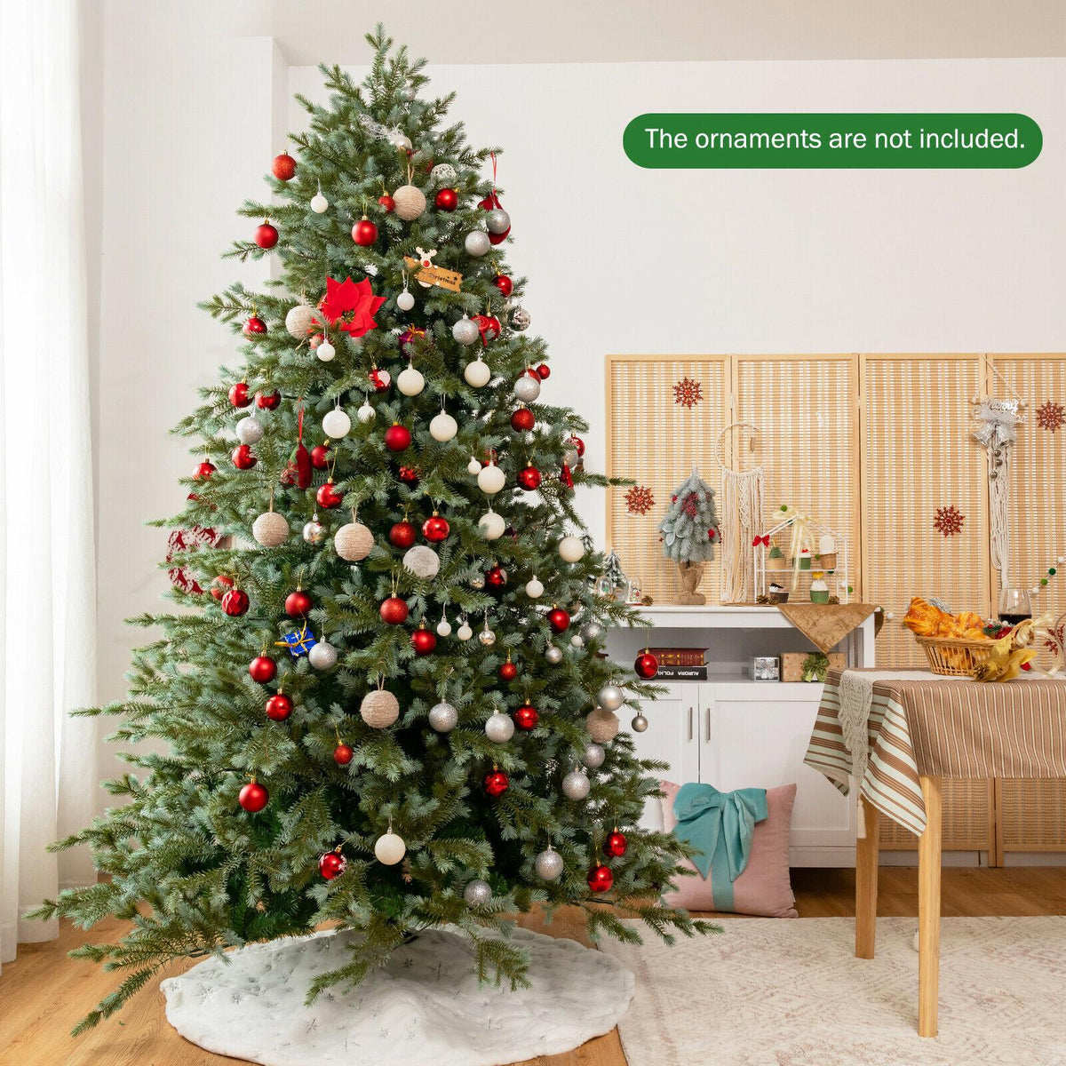 8ft Hinged Artificial Christmas Spruce Tree w/ 1658 Mixed PE &amp; PVC Tips
