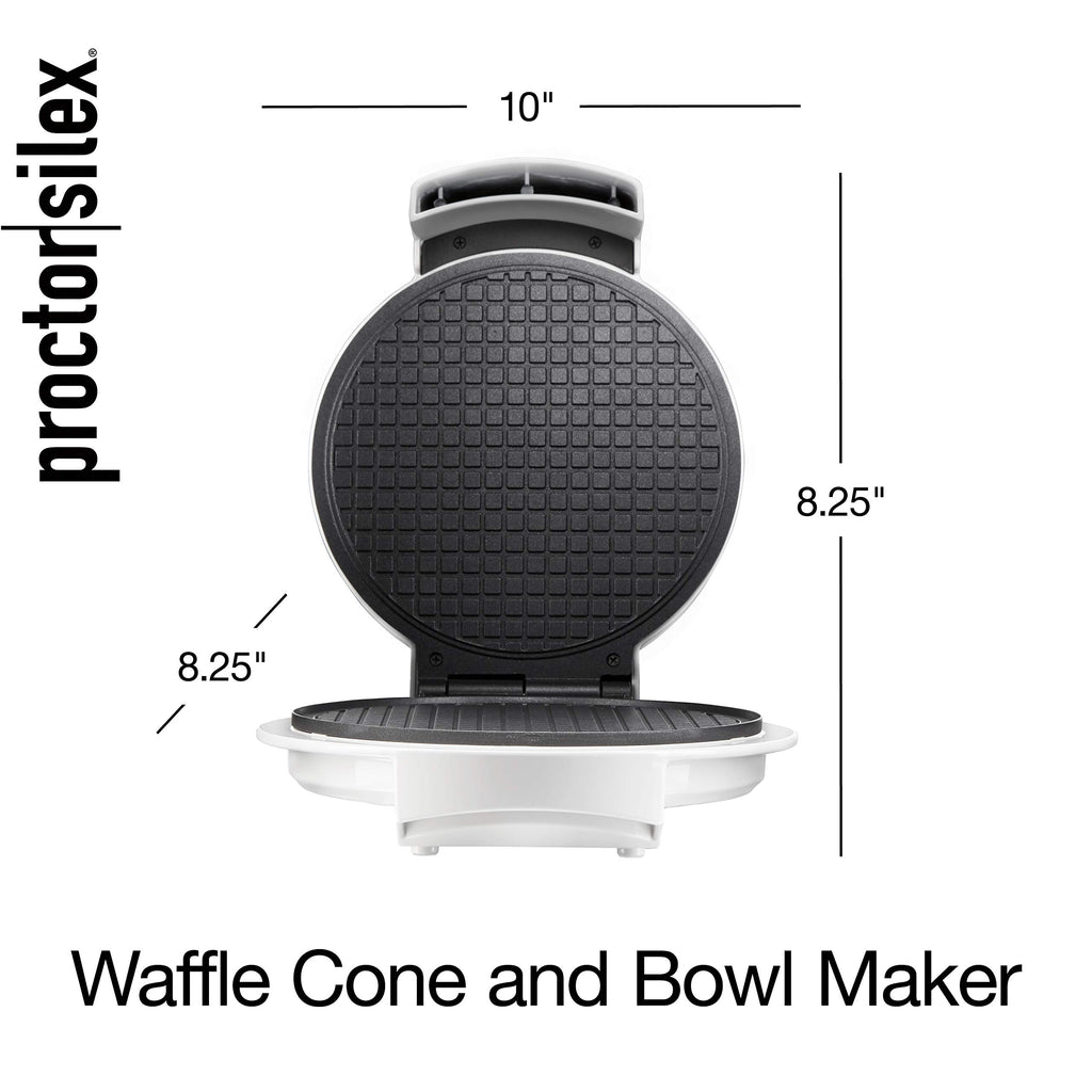 Waffle Cone and Ice Cream Bowl Maker With Browning Control | Fun And Fast, Cooks In 2-3 Minutes | Includes Cone Shaper Roller & Cup Press | 7.5” PFAS-Non-Stick Plates | White