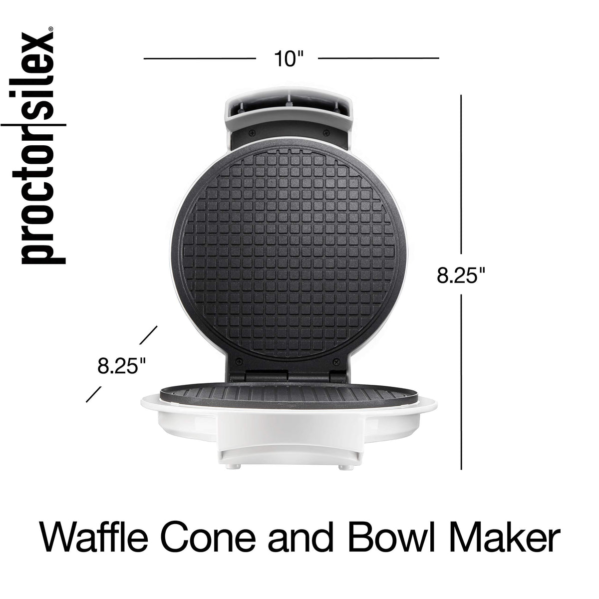 Waffle Cone and Ice Cream Bowl Maker With Browning Control | Fun And Fast, Cooks In 2-3 Minutes | Includes Cone Shaper Roller & Cup Press | 7.5” PFAS-Non-Stick Plates | White