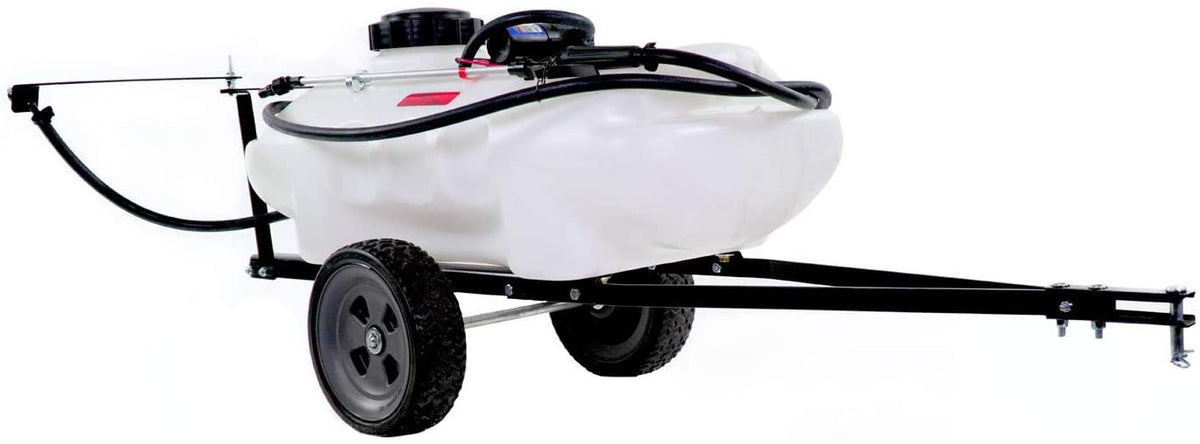 brinly st-152bh-a self-storing tow behind lawn and garden sprayer with collapsible boom, 15-gallon