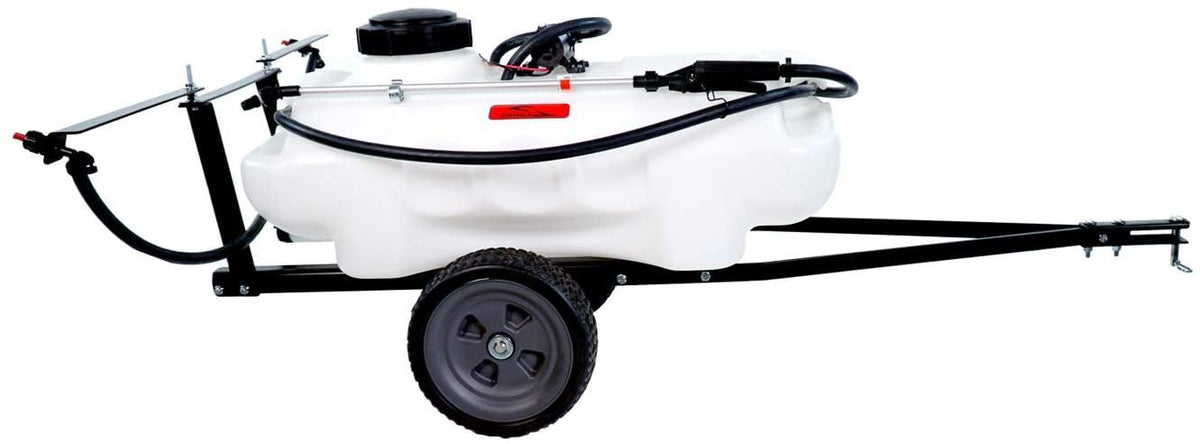brinly st-152bh-a self-storing tow behind lawn and garden sprayer with collapsible boom, 15-gallon