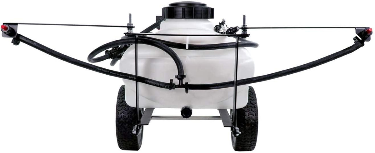 brinly st-152bh-a self-storing tow behind lawn and garden sprayer with collapsible boom, 15-gallon