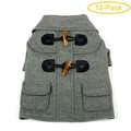 Pet Life Military Grey Rivited Wool Dog Coat X-Small - (8" Neck to Tail) - Pack of 12