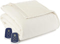 King-Size Heated Electric Blanket with Sherpa, Machine Wash &amp; Dry, Timer &amp; Safety Shutoff, 100Lx90W, Sand