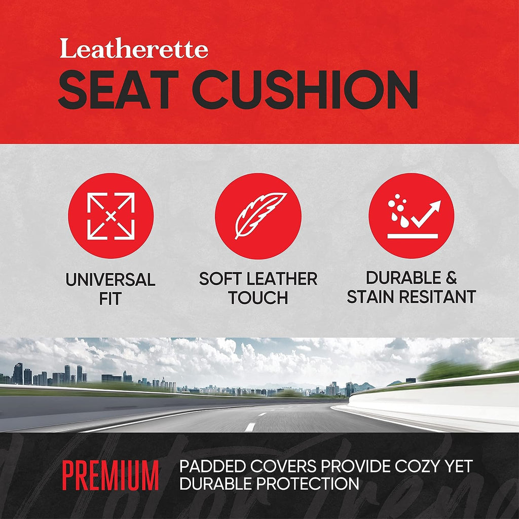 Motor Trend Seat Covers for Cars Trucks SUV, Faux Leather Full Set Gray Padded Car Seat Covers with Storage Pockets, Premium Interior Car Seat Cover