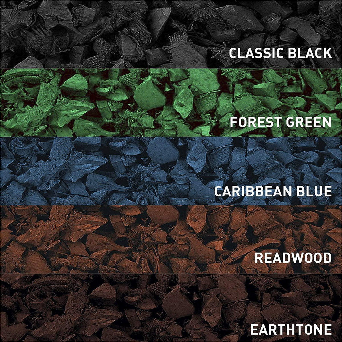 NuPlay Rubber Mulch Landscaping Bark – Rubber Nugget Weed Barrier Garden Ground Cover, 4 Pack, Black