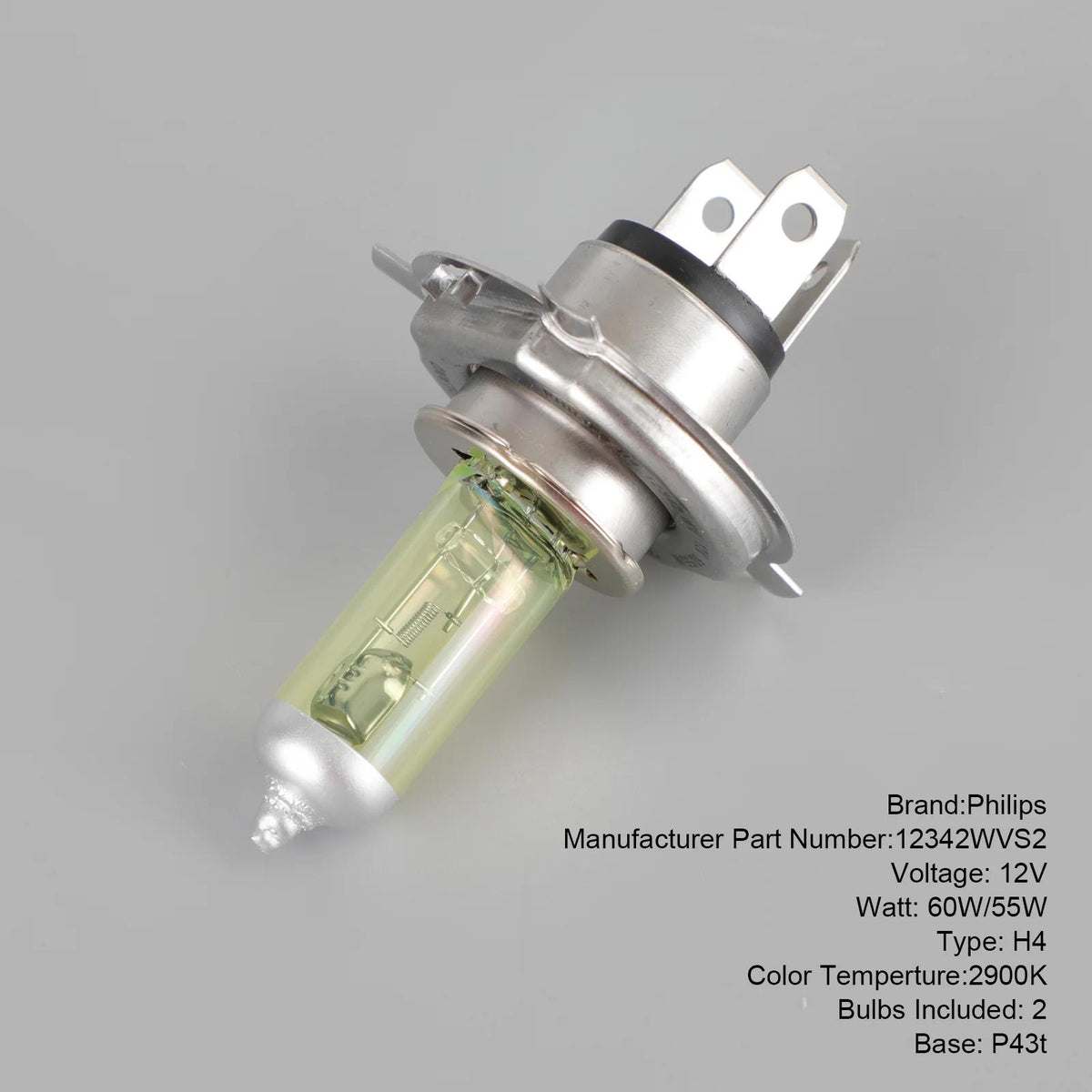 12V 60/55W Bulb Philips 12342WV H4 WeatherVision Ultimate Yellow Light Generic