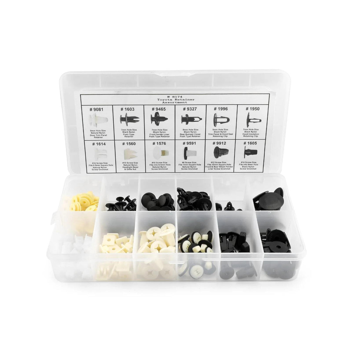 146 PCS Fender Door Hood Bumper Trim Clip Body Retainer Assortment 67771-01010 For Toyota Generic
