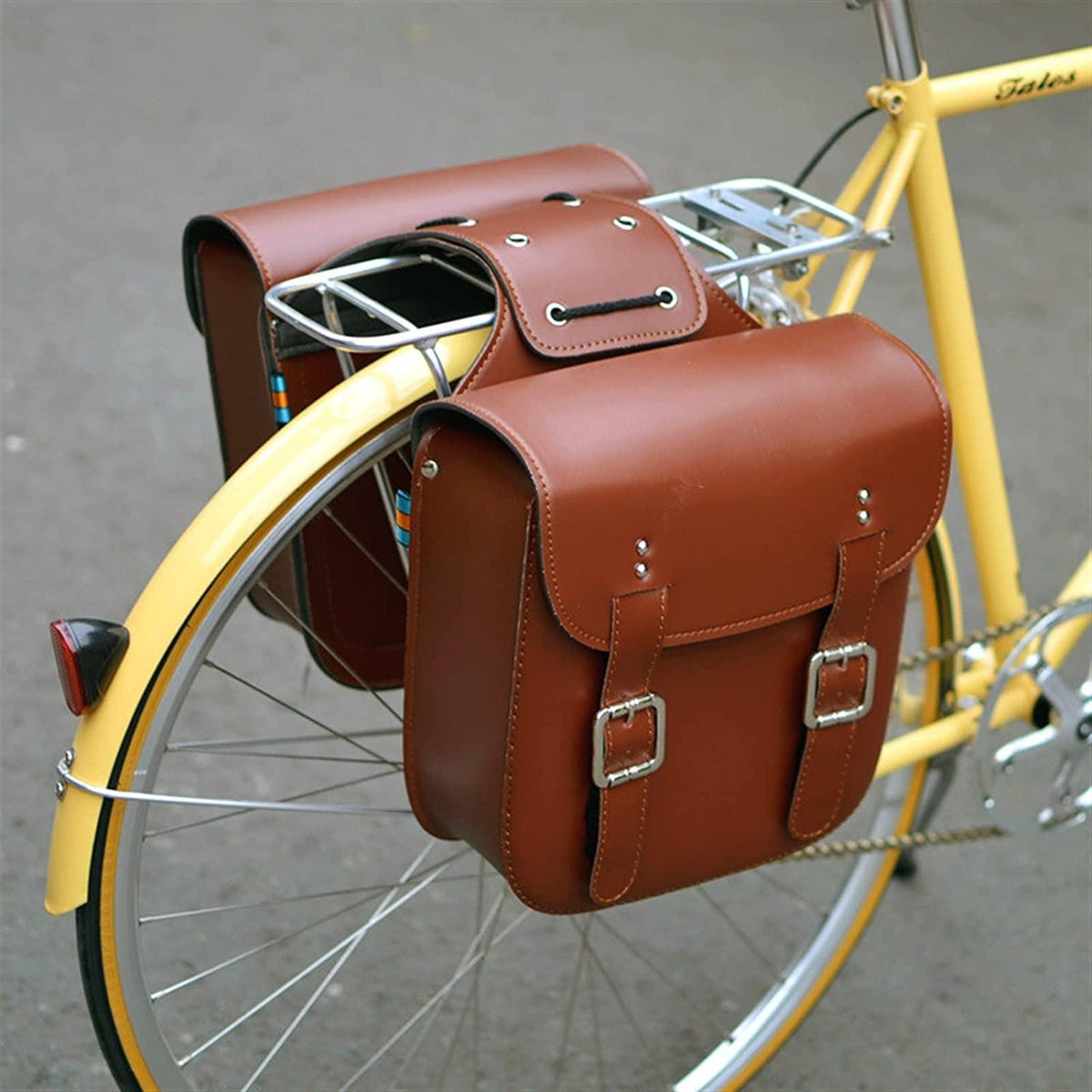 YINGTAO22-SHOP Bike Pack Retro Bicycle Rear Seat Bag Mountain Bike Travel Bag PU Leather Saddle Rack Bag Durable Retro Bicycle Accessories, Brown/Black Handlebar Bag (Color : Brown)