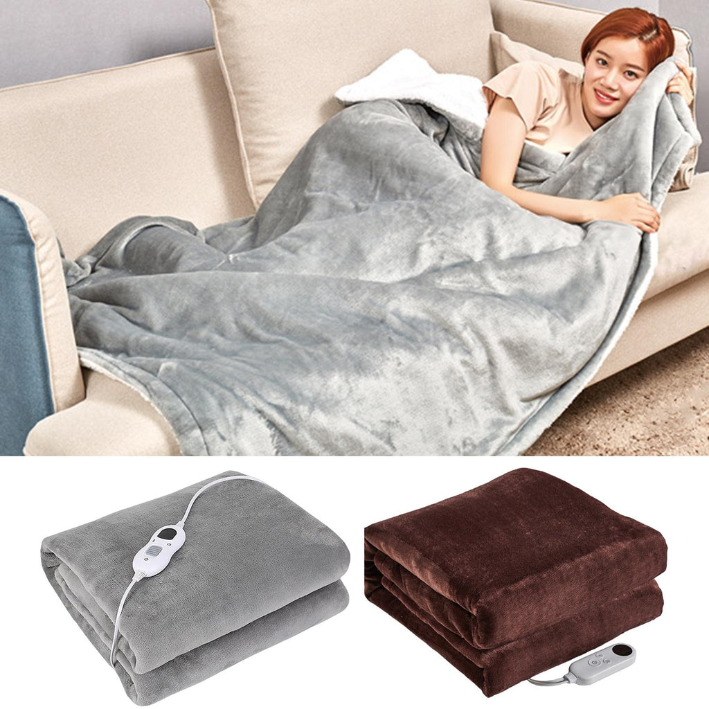 Electric Blanket Adjustable Temperature Fast Heating-up Plush Heating Flannel Throw Blanket Bedroom Bedding for Cold Weather