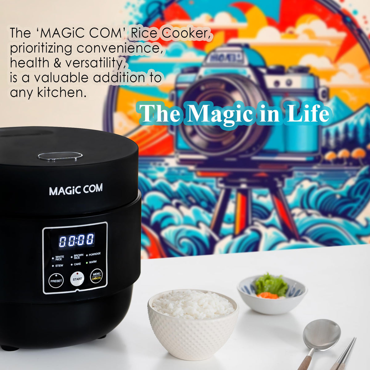 Rice Cooker 4 Cup Uncooked/ 8 Cup Cooked, Digital Display with Warmer, Small Rice Maker & Multiple Settings, 24H Delay Timer, Automatic Keep Warm, Nonstick Inner Pot, ArrocEléctrica