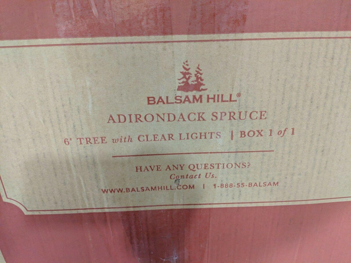 Open Box Balsam Hill Adirondack Spruce 6' Tree with Clear LED Lights Christmas