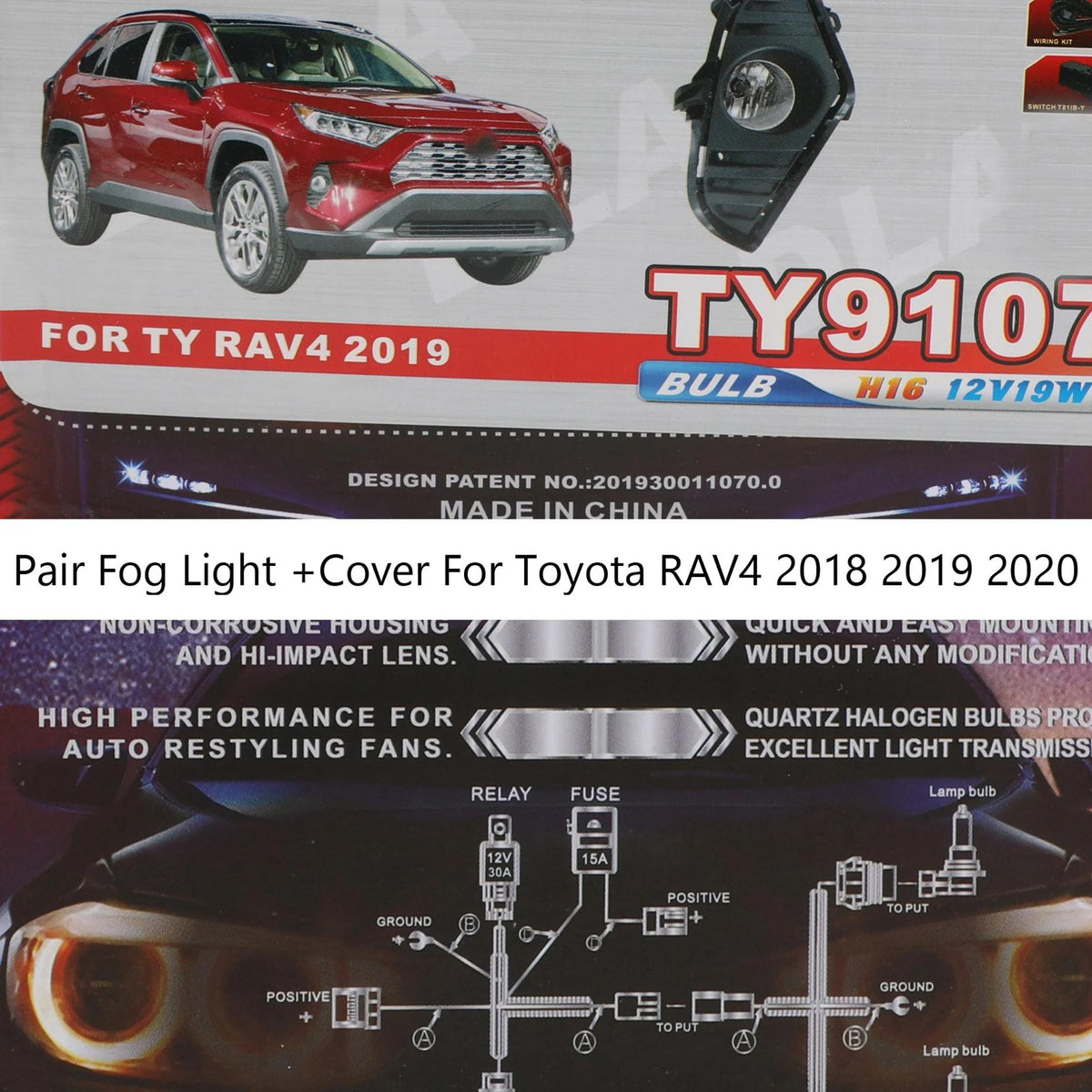 Fog Lights Bumper Driving Lamps w/ Switch + Bezel For Toyota RAV4 2023 2023 2023 Generic