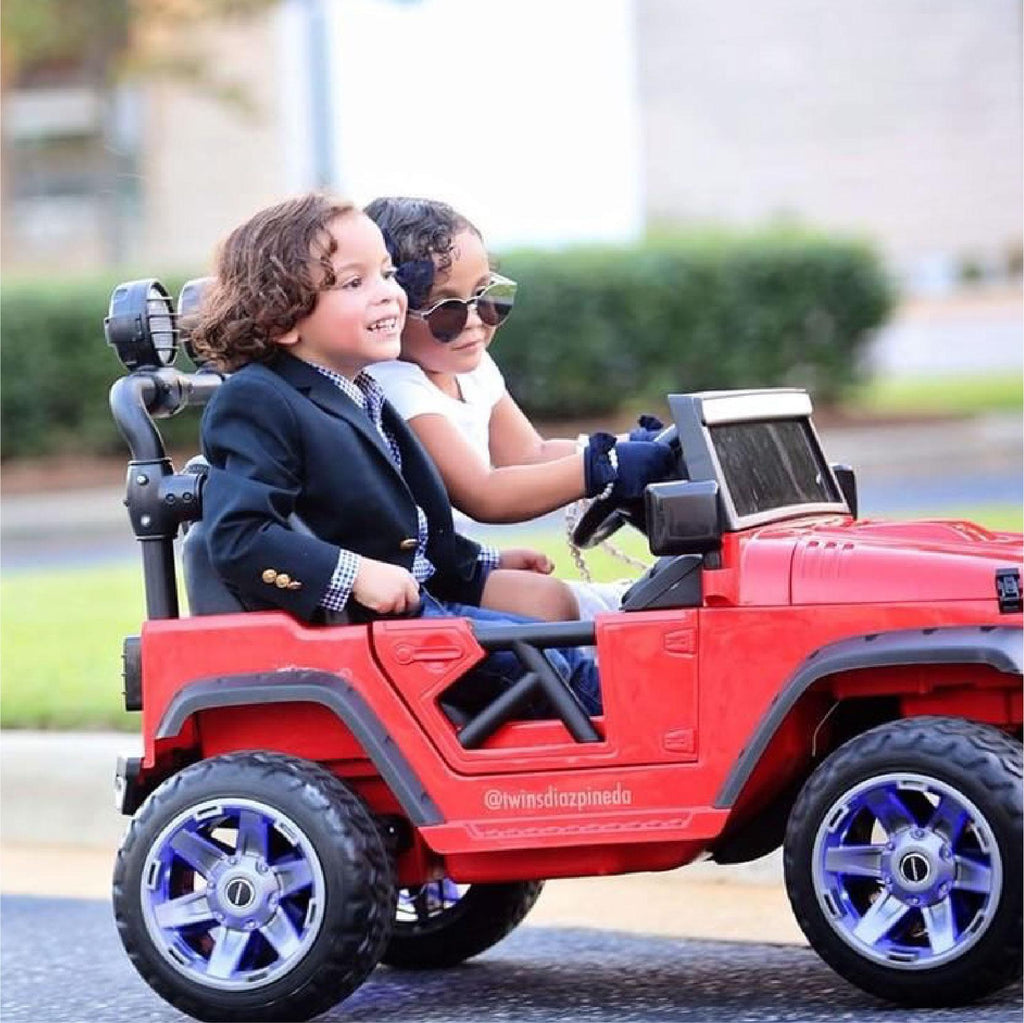 2023 Two Seater Ride On Kid's Truck 12V Power Children's Electric Car Motorized Cars for Kids w/ Remote, LarCapacity Battery, 3 Speeds, LED Lights, Leather Seat