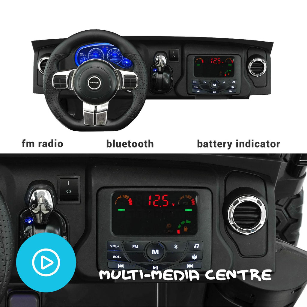 2023 Two Seater Ride On Kid's Truck 12V Power Children's Electric Car Motorized Cars for Kids w/ Remote, LarCapacity Battery, 3 Speeds, LED Lights, Leather Seat
