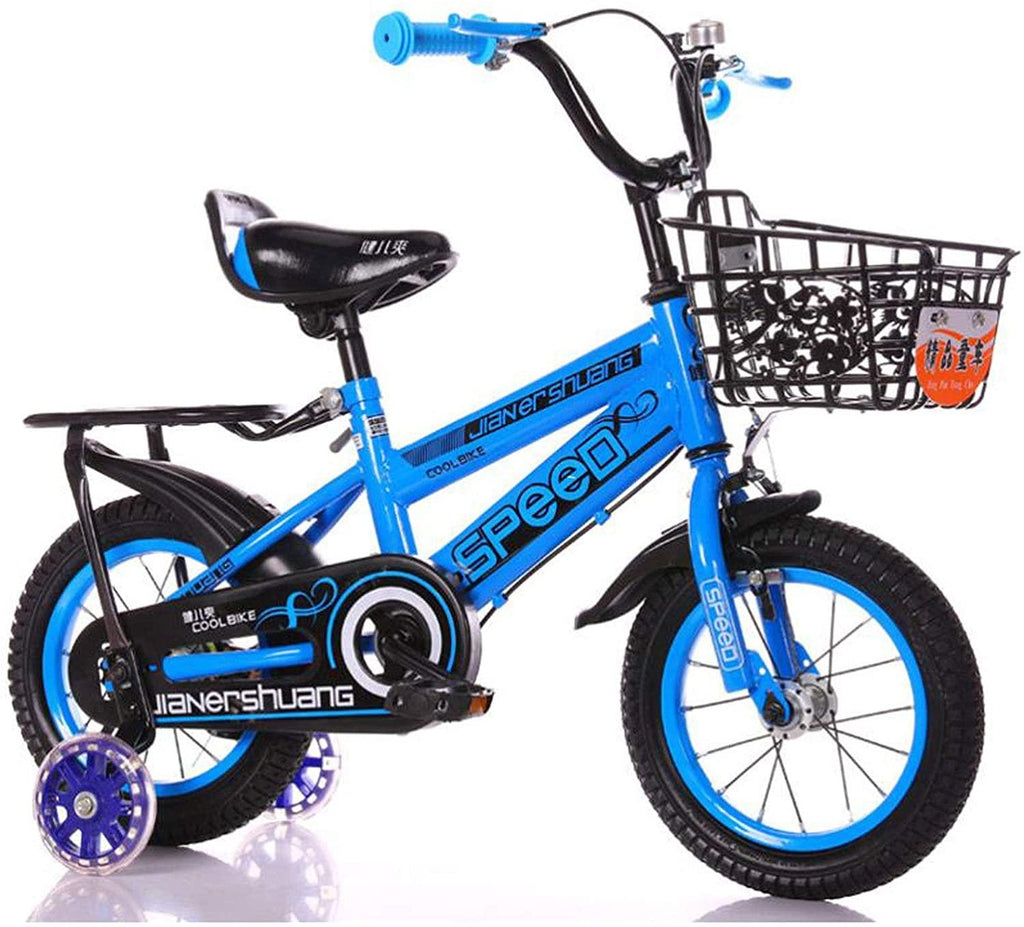 Kids Bike BMX Bike for Kids Boys Girls Bicycle Child Bikes,Toddler Training Bike Unisex Kids Bike With Flashing Wheel Rear Seat In Size 12”14”16”18”For 2-11 Years Old ( Color : Blue , Size : 18 inch )