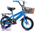 Kids Bike BMX Bike for Kids Boys Girls Bicycle Child Bikes,Toddler Training Bike Unisex Kids Bike With Flashing Wheel Rear Seat In Size 12”14”16”18”For 2-11 Years Old ( Color : Blue , Size : 18 inch )