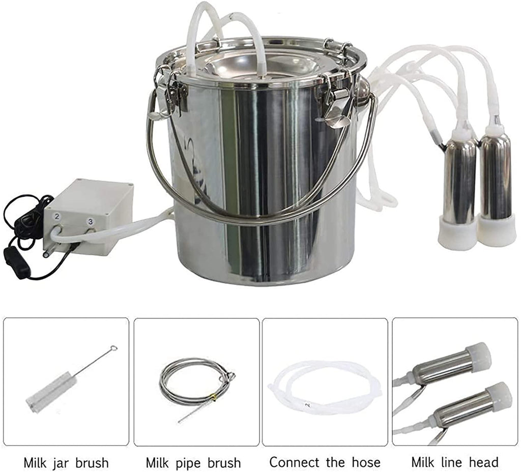 huidazhou pulsation vacuum pump cow milker, cow milking machine electric, automatic portable livestock milking equipment, stainless steel milker livestock household domestic farm milking device,14l