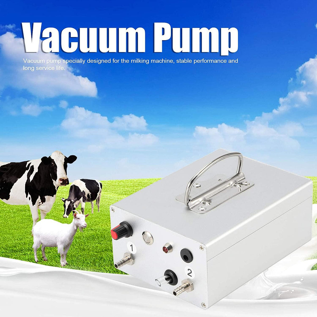 milking vacuum pump, pneumatic pulsator 12v electric milking machine cow milking machine automatic portable livestock milking equipment, for donkey sheep cow horse goat(us)