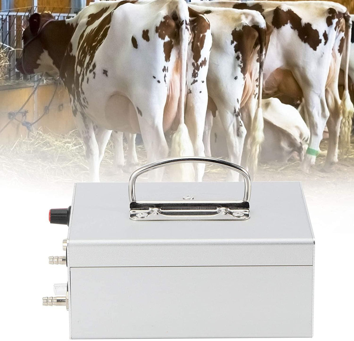 electric pulsation milking machine, large suction pulsation charging electric milking machine, milking vacuum pump pneumatic pulsator farm supplies for sheep, cows, horses(us plug)