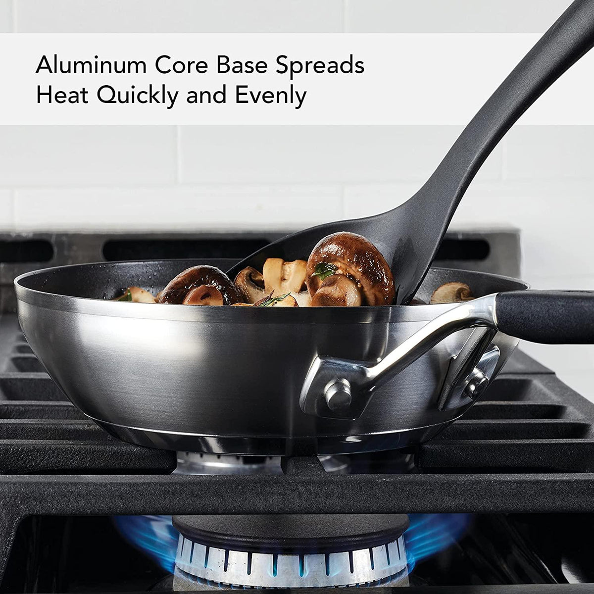 KitchenAid Stainless Steel Nonstick Frying Pan/Skillet, 8 Inch, Brushed Stainless Steel