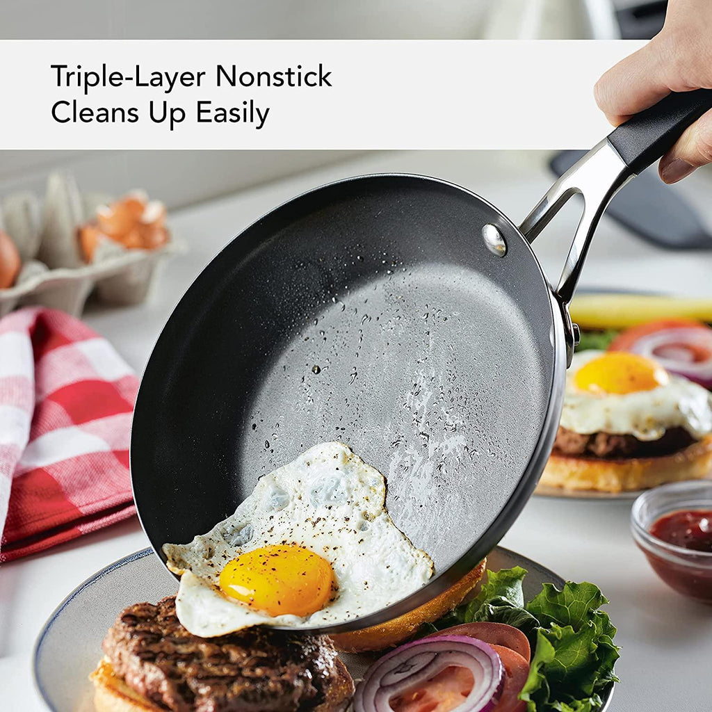 KitchenAid Stainless Steel Nonstick Frying Pans/Skillet Set, 9.5 Inch and 12 Inch, Brushed Stainless Steel