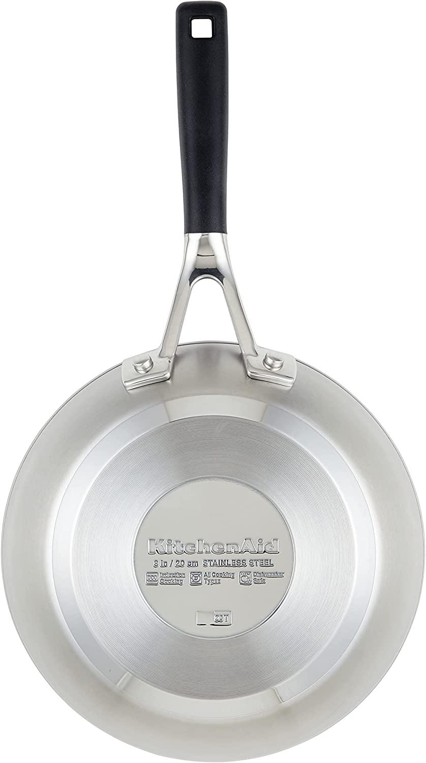 KitchenAid Stainless Steel Nonstick Frying Pan/Skillet, 8 Inch, Brushed Stainless Steel