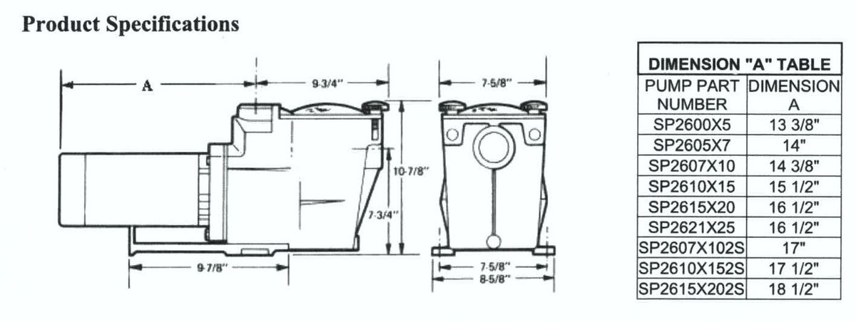 hayward inground 3/4 hp super pool pump - 115/230 volts