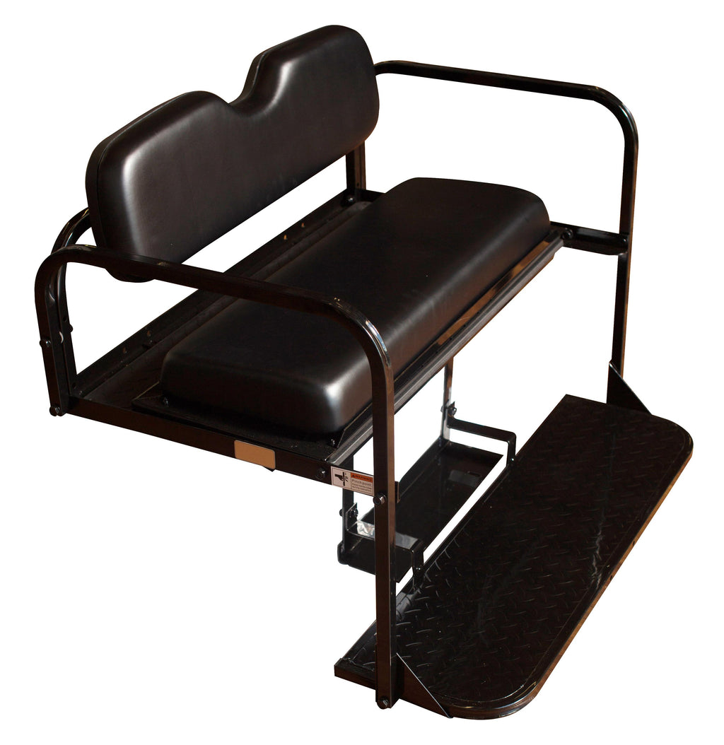 EZGO RXV Golf Cart Flip Folding Rear Back Seat Kit - Black Cushions