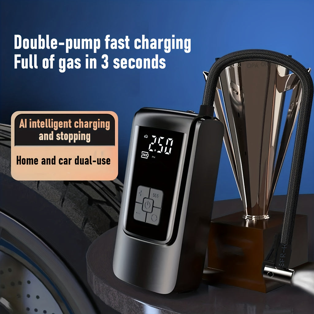 Portable 12V 150psi Car Air Compressor Inflator Pump: Inflate Car, Motorcycle & Bicycle Tires Instantly!