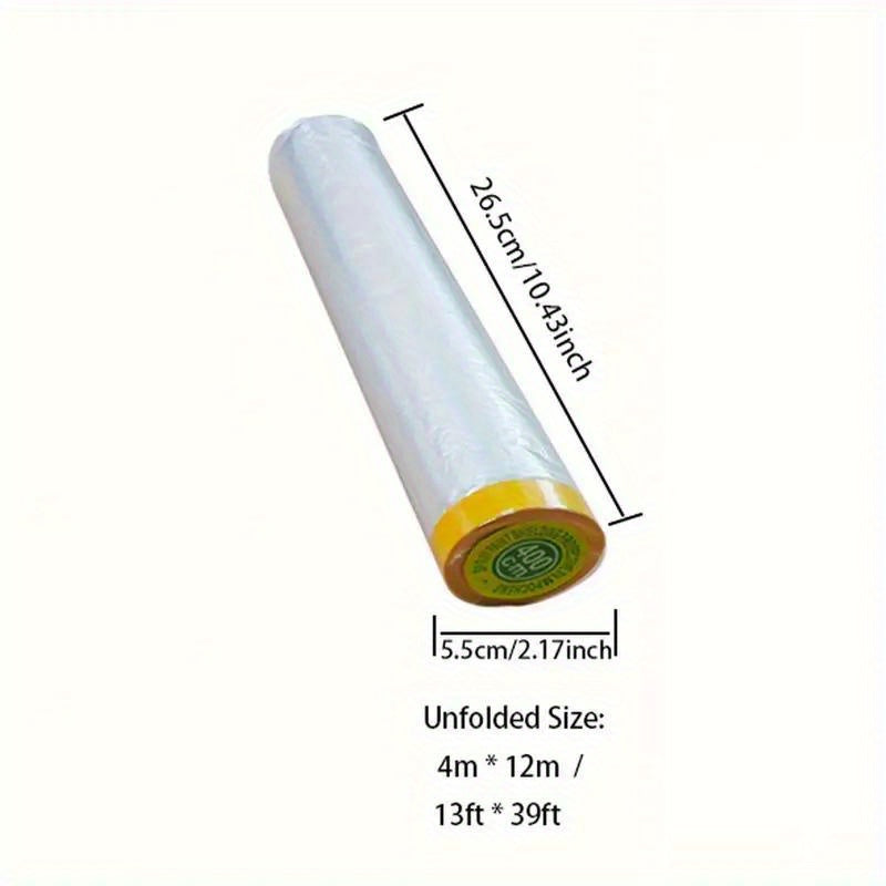 Pre-Taped MasFilm, Clear Plastic Sheeting Plastic Drop Cloths For Painting, Automotive Appliance, Plastic Sheeting Cover For Home Painting