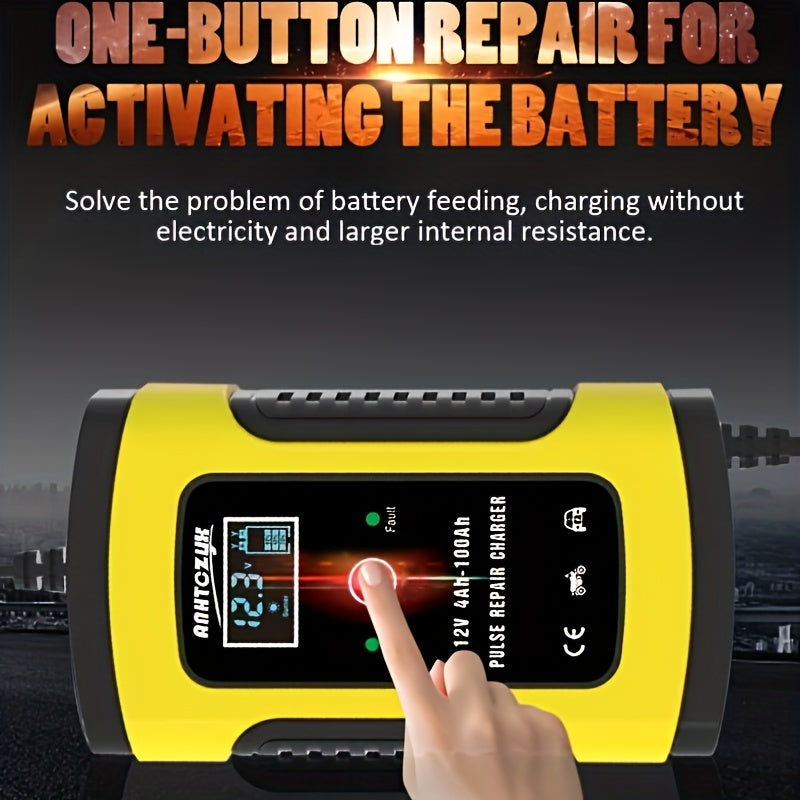 Car Battery Charger 12V 6A Fully-Automatic Smart Trickle Charger Battery Maintainer Pulse Repair Charger Suitable For Car/Moto/Boat/RV/SUV/ATV