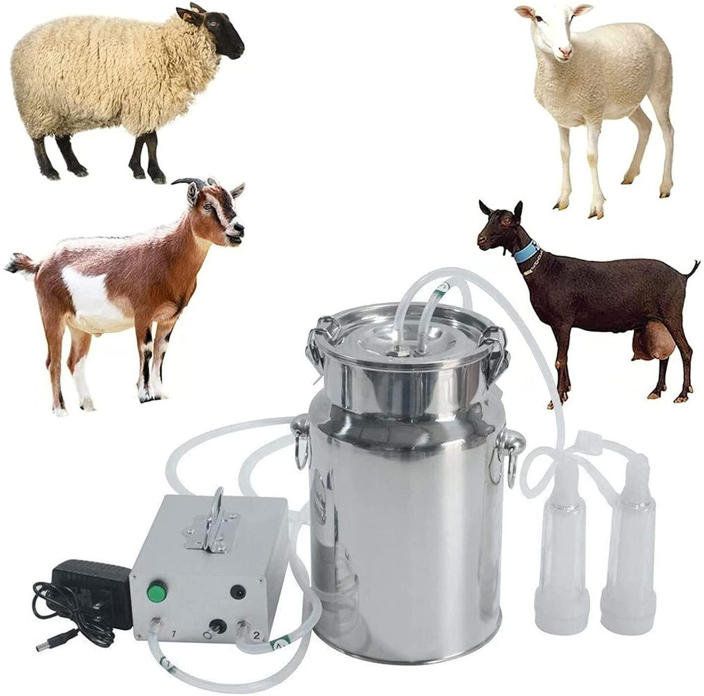 goat/ cow milking machine pump milker machine auto-stop device, pulsation vacuum pump milker, automatic portable livestock milking equipment with stainless steel food grade bucket for livestock farm
