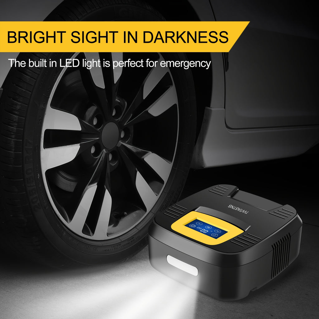Air Compressor Tire Inflator, PortableI Auto Air Pump, Touchscreen And Emergency LED Light Inflator For Car Tire, Bicycle, Basketball And Others