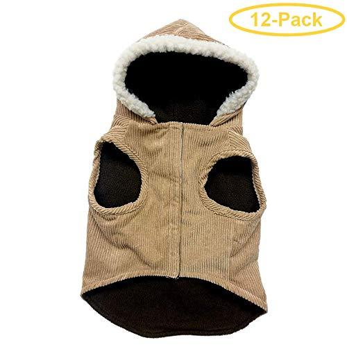 Fashion Pet Outdoor Dog Toggle Corduroy Dog Coat - Camel X-Lar(24"-29" Neck to Tail) - Pack of 12
