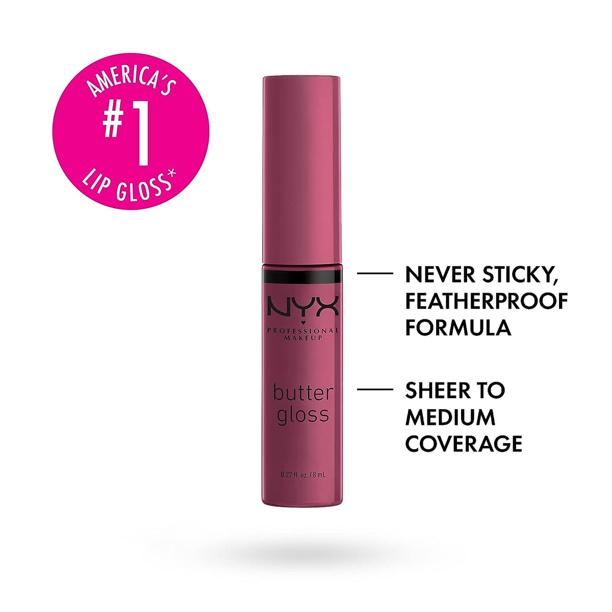 NYX PROFESSIONAL MAKEUP Butter Gloss, Non-Sticky Lip Gloss - Cranberry Pie (Mauve Purple)