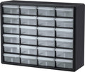 24-Drawer Plastic Drawer StoraCabinet for GaraOrganization, Bead Organizer, Building Bricks Storage, Teacher Toolbox, Makeup Organizer, 20" W x 6" D x 16" H, 10124 Black