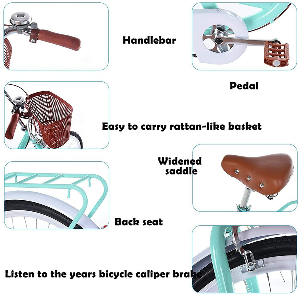 CSBYBD Womens Beach Cruiser Bike-26 Inch Unisex Classic Iron Bicycle with Basket Retro Bicycle Unique Art Deco Scooter,Road Bike,Seaside Travel Bicycle,Comfortable Commuter Bicycle [US Shipping]