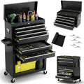 8-Drawer Rolling Tool Chest with Multiple Drawers, Heavy Duty Metal Tool Cabinet for Garaand Workshop Storage, Lockable Top Chest, Black