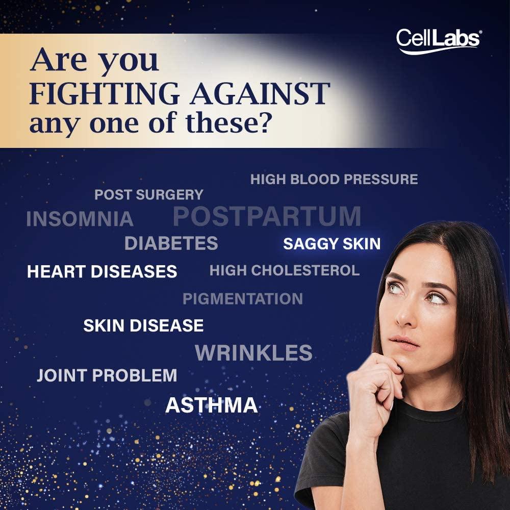 CellLabs Posh D-Centa Deer Placenta Live Stem Cell Therapy, Powerful Anti-Aging Formula, Cellular Repair & Energy Metabolism 12 in 1 Formulation with Marine Collagen, 60’s Capsule, 2 Months Supply
